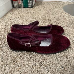 Burgundy Velvet Flats